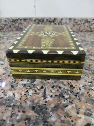 Caja joyero madera vintage artesanal