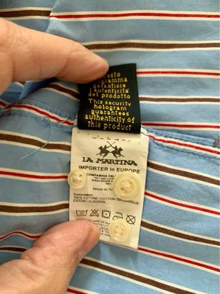 Camisa La Martina Rayas Azul Talla XL (Slim Fit)