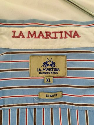 Camisa La Martina Rayas Azul Talla XL (Slim Fit)