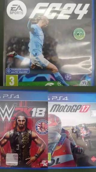 Lote 3 Juegos PS4: FC24, WWE 2K18, MotoGP 17