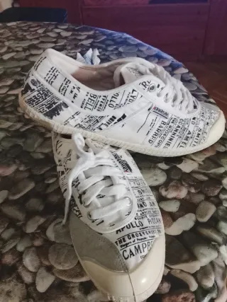 Zapatillas lona grises y crema