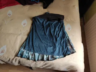 Falda Boho Terciopelo Marrón y Turquesa