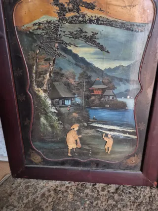 Pareja Cuadros Orientales Antiguos