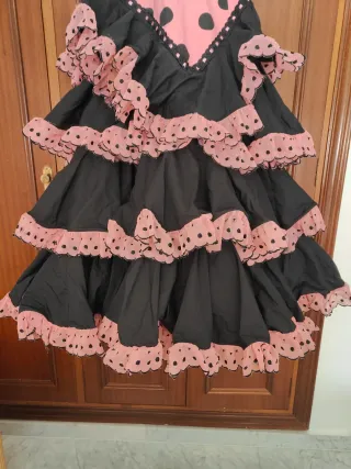 Vestido Flamenca Talla 44 Negro y Rosa