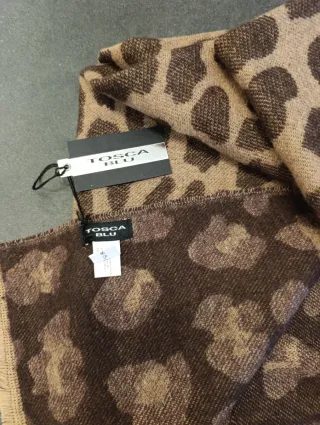 Sciarpa Tosca Blu Beige/Marrone Fantasia Animalier