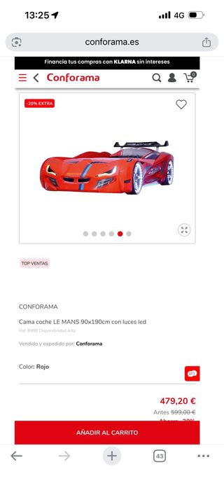 Cama Infantil Coche Le Mans 90x190cm