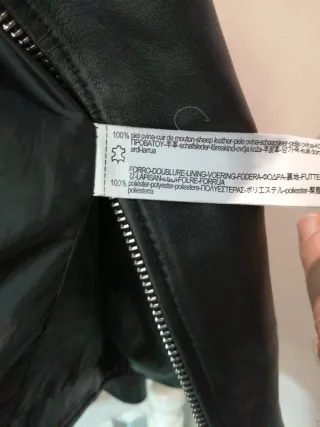 Chaqueta Rockera Piel Negra Zara