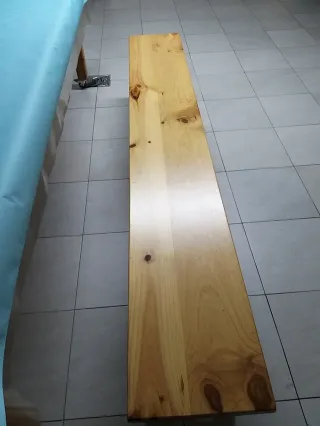 Mesa rústica madera maciza + bancos