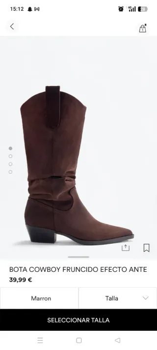 Botas cowboy efecto ante marrones talla 41