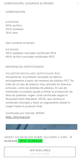 Jersey Zara Color Block Bobby Gillespie