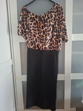 Vestido fiesta asimétrico leopardo