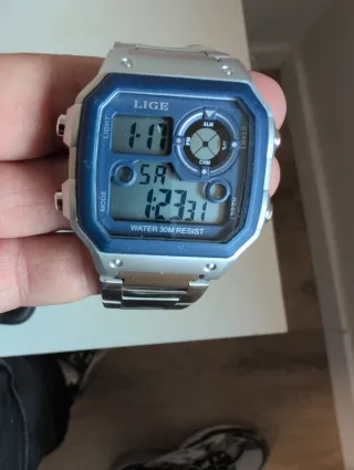 Reloj Lige Digital Plata y Azul