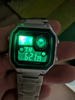 Reloj Lige Digital Plata y Azul( modificado)