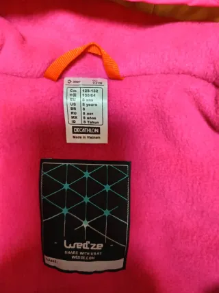 Chaqueta esquí niña Decathlon rosa/amarilla