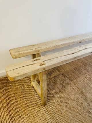 Pareja bancos rústicos madera Francia 1900