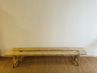 Pareja bancos rústicos madera Francia 1900