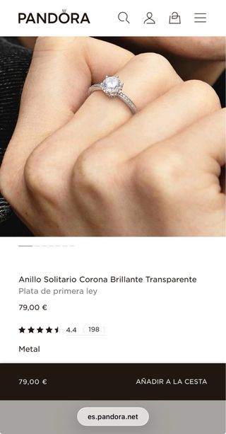 Anillo Pandora Solitario Plata