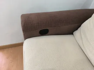 Sofá Chaiselongue Tela Beige y Marrón