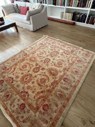 Alfombra Persa Lana Beige y Rojo