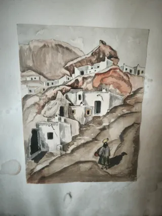 Acuarela Cuevas Guadix Antiguo