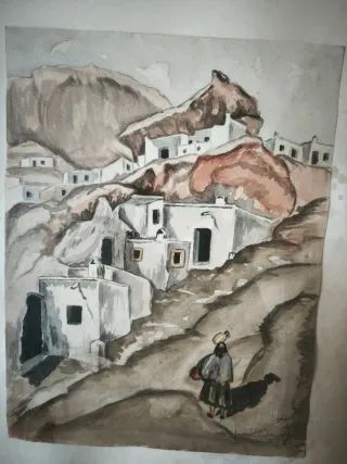 Acuarela Cuevas Guadix Antiguo