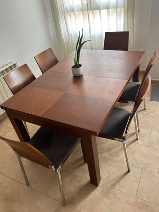 Mesa comedor extensible con 6 sillas