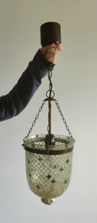 Lámpara colgante de cristal y metal