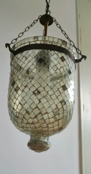 Lámpara colgante de cristal y metal