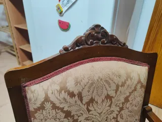 Par de sillones de madera y tela madera maciza