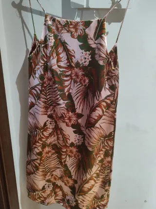 Vestido Tirantes Hojas Tropicales Rosa