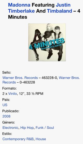 Vinilo Doble 2 - Madonna 4 Minutes