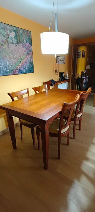 Mesa extensible cerezo y 6 sillas