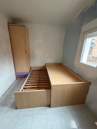 Cama nido colchon 90x190 + Armario + Estantería