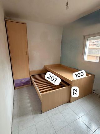 Cama nido colchon 90x190 + Armario + Estantería