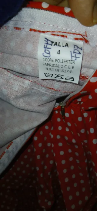 Vestito Carnevale Bambina6/7 anni Spagnola Pois Ro