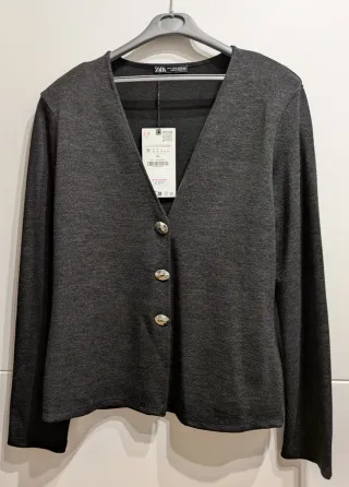 Cardigan Zara gris marengo botones joya Talla M