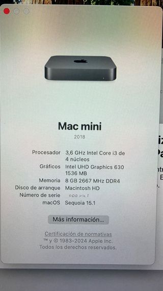Mac mini 2018 i3 + Magic Keyboard y Mouse