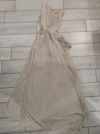 Abito lungo plissettato beige