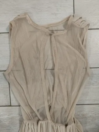 Abito lungo plissettato beige