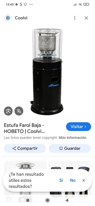 Estufa de gas Coolvi negra