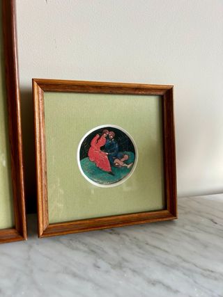 Pareja de cuadros antiguos arte clásico