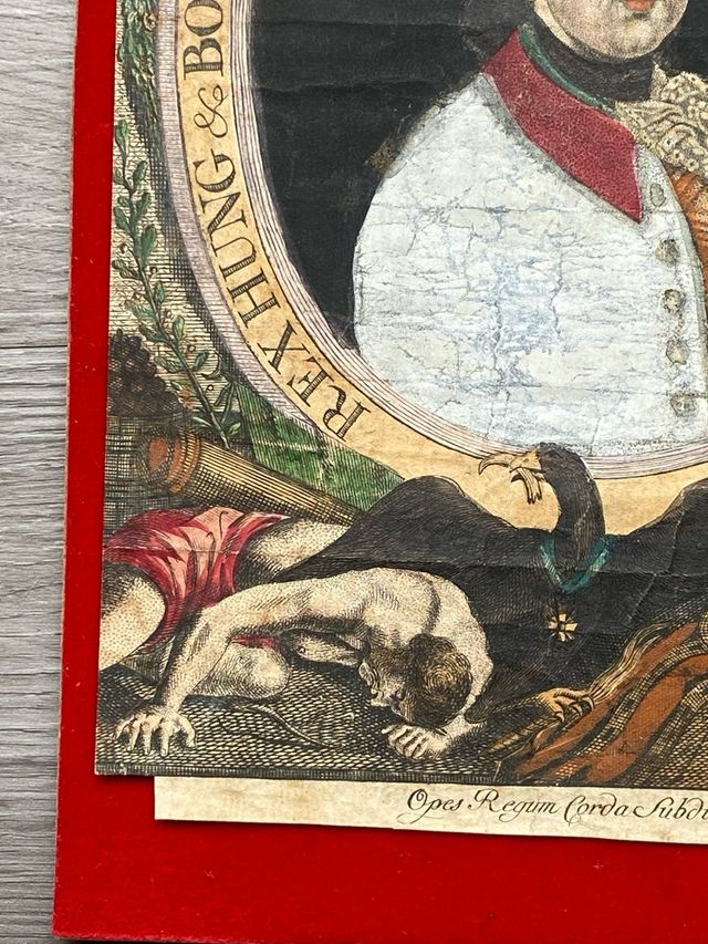 Grabado antiguo coloreado s. XVIII