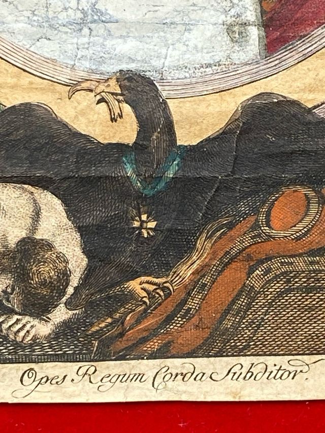 Grabado antiguo coloreado s. XVIII