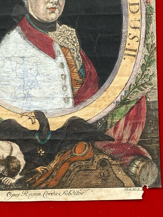 Grabado antiguo coloreado s. XVIII