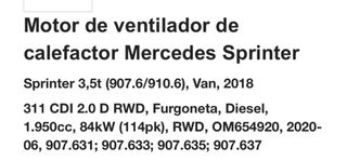 Motor Ventilador Calefactor Mercedes Sprinter