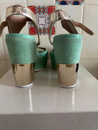Scarpe Prêt a dancer oro e verde acqua