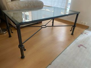 Mesa centro forja y cristal