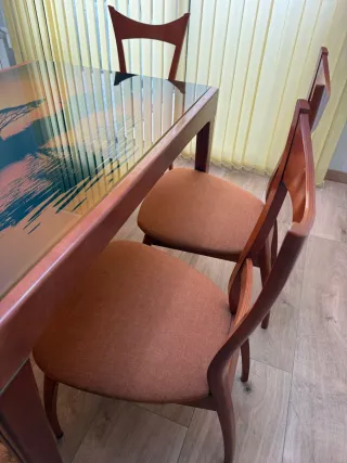 Mesa comedor extensible y 6 sillas madera