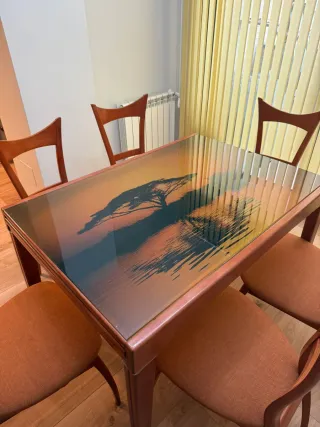 Mesa comedor extensible y 6 sillas madera