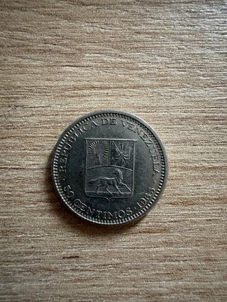 Moneda 50 Céntimos Venezuela 1965